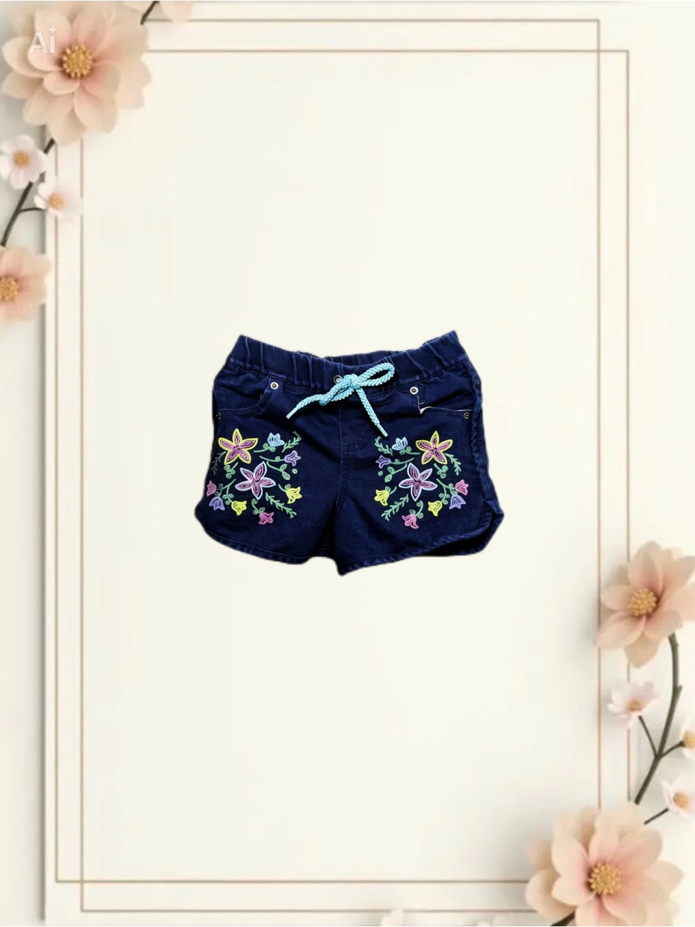 Girls Floral Embroidered Shorts